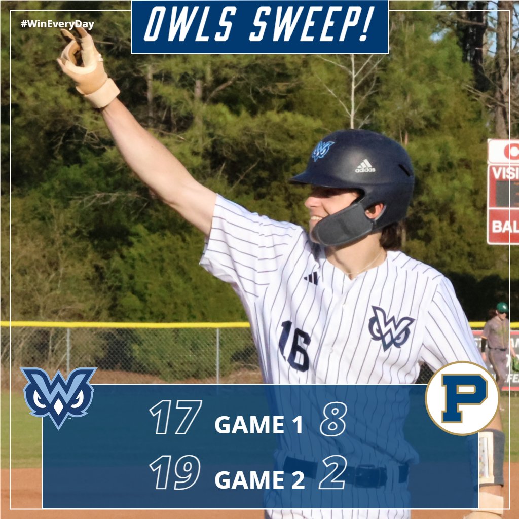 OWLS BASEBALL HITS 20 WINS in 2024 by sweeping Principia today: 17-8 & 19-2.