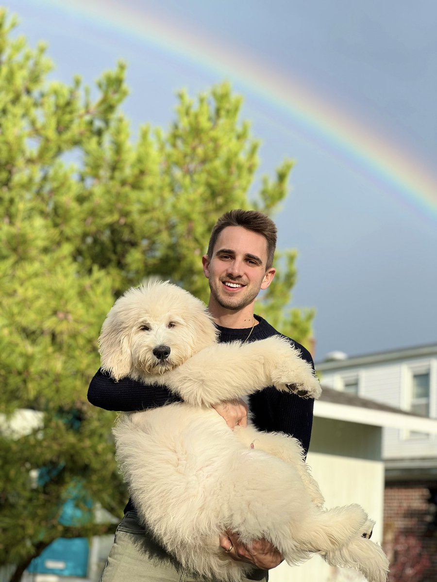 Rainbow. Puppy. Husband. 🌈🐶👬