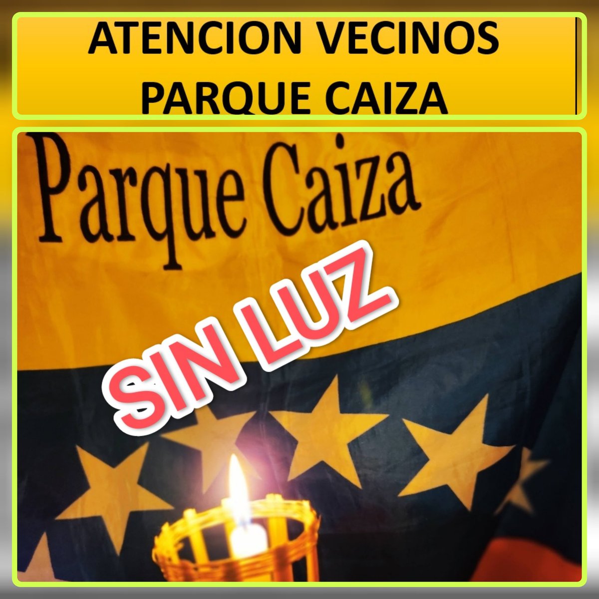 #20Abr | MIRANDA 'PERSISTE FALLA EN EL SERVICIO ELÉCTRICO' parte alta de @ParqueCaiza Sres. @CorpoelecInfo @NestorLReverol #SinLuz SOS Agradecemos ATENCION 6:15pm @NicolasMaduro Prioridad ALUMBRADO PÚBLICO Y PODA DE ÁRBOLES Av. Ppal. #ParqueCaiza