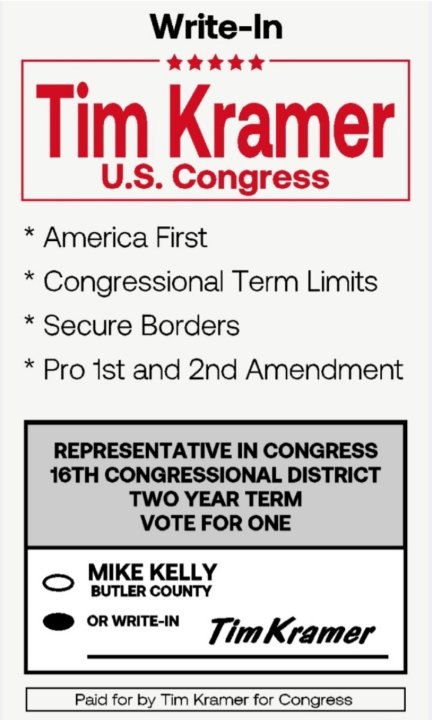 After today's traitorous vote by PA-CD16's current Congressman, it's more important than ever to replace him.