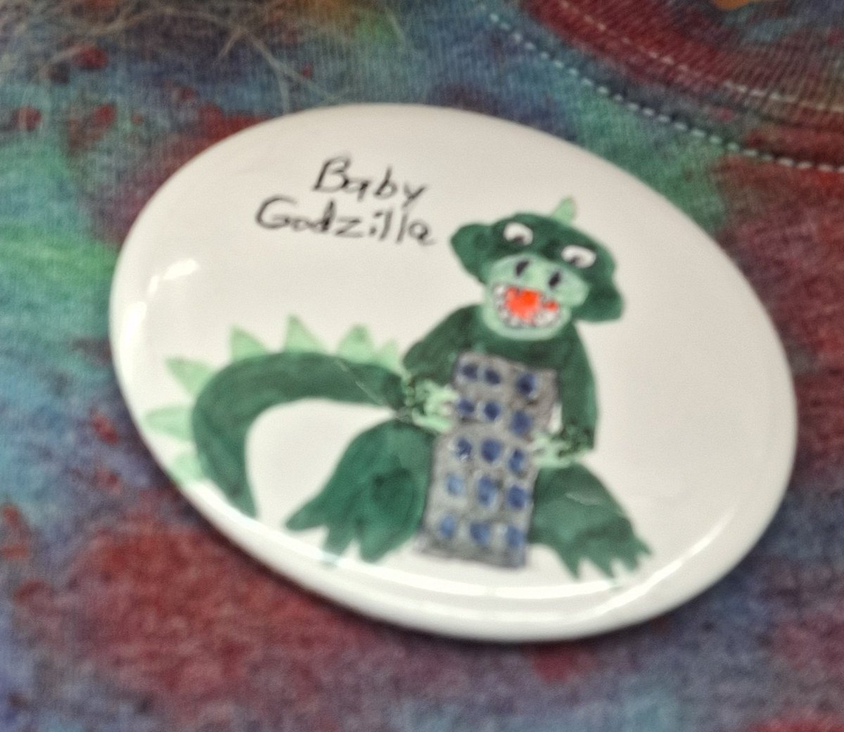 funkyartist's tweet image. Today I went to a free button making workshop at The Space &quot;Free Art for All&quot; in Beltway Plaza in Greenbelt, Maryland. I drew Baby Godzilla looking at his first building ever. #button #buttons #buttonmaking #baby #godzilla #babygodzilla