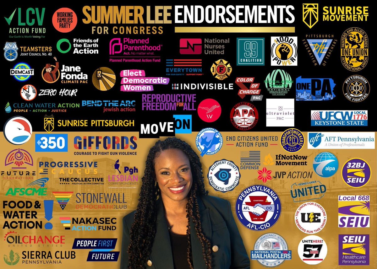 @SummerForPA has just absolutely run the table with endorsements! Everyone from organized labor, civil rights & criminal/reproductive justice organizations, gun control groups, environmentalists and many more that form the center of our progressive movement! We love to see it