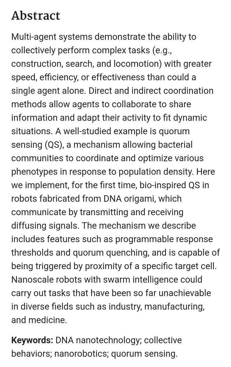 Nanoscale Robots Exhibiting Quorum Sensing

2019

#quorumsensing
#nanoscalerobots
#DNA
#nanotechnology

pubmed.ncbi.nlm.nih.gov/31397602/