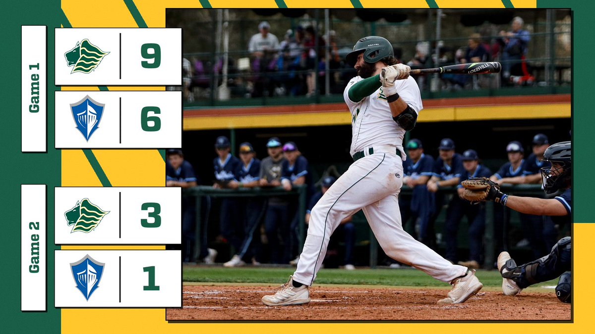 It's a sWWWeep!!🧹🧹🧹 #4 @saintleobase completes the series sweep of Lynn following a 9-6 and 3-1 victory in its doubleheader today!! 🔗bit.ly/3JoV1Fk #GOLIONS 🦁 | #SAINTLEO1PRIDE