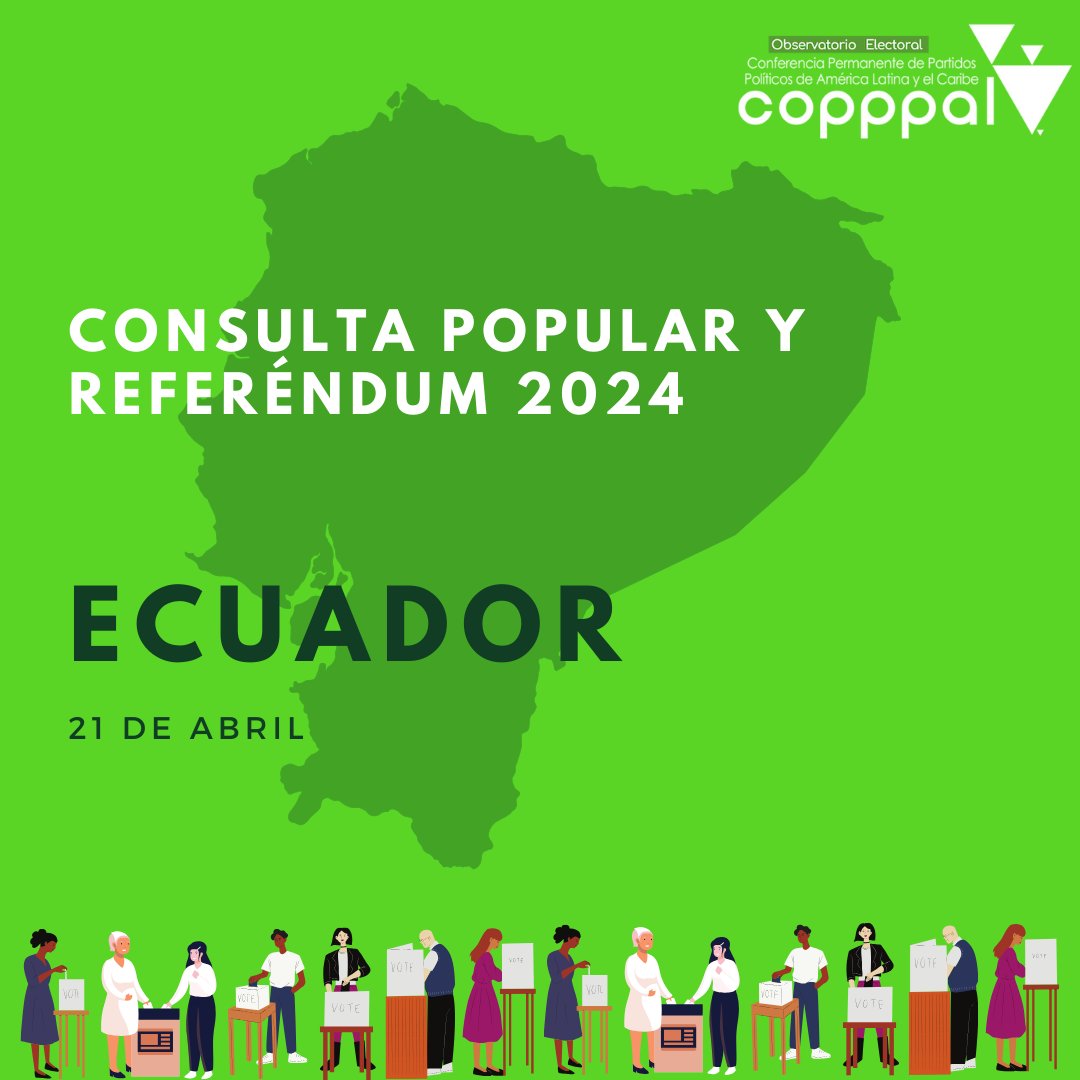 🗓️Este domingo 21 de abril se convoca la consulta popular y referéndum en la Republica del Ecuador. @DoloresGandulfo @sofiacarvajali @cnegobec @DianaAtamaint #ReferendumYConsulta2024