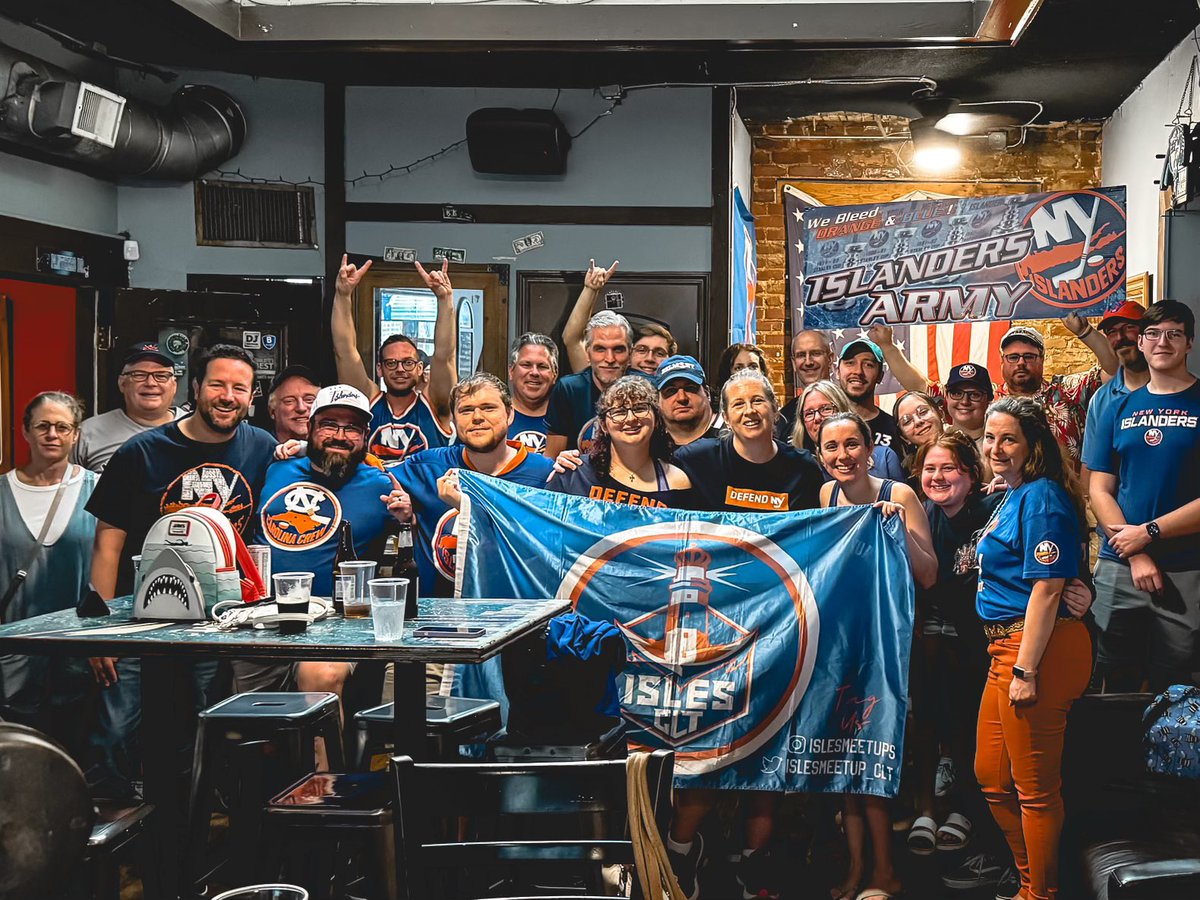 NYIslanders's tweet photo. #IslesNation is bringing the noise across Carolina. 

Members of @IslesMeetup_CLT and @IslesMeetup_RDU are cheering on the #Isles at watch parties across NC. https://t.co/a6pTMZOptV