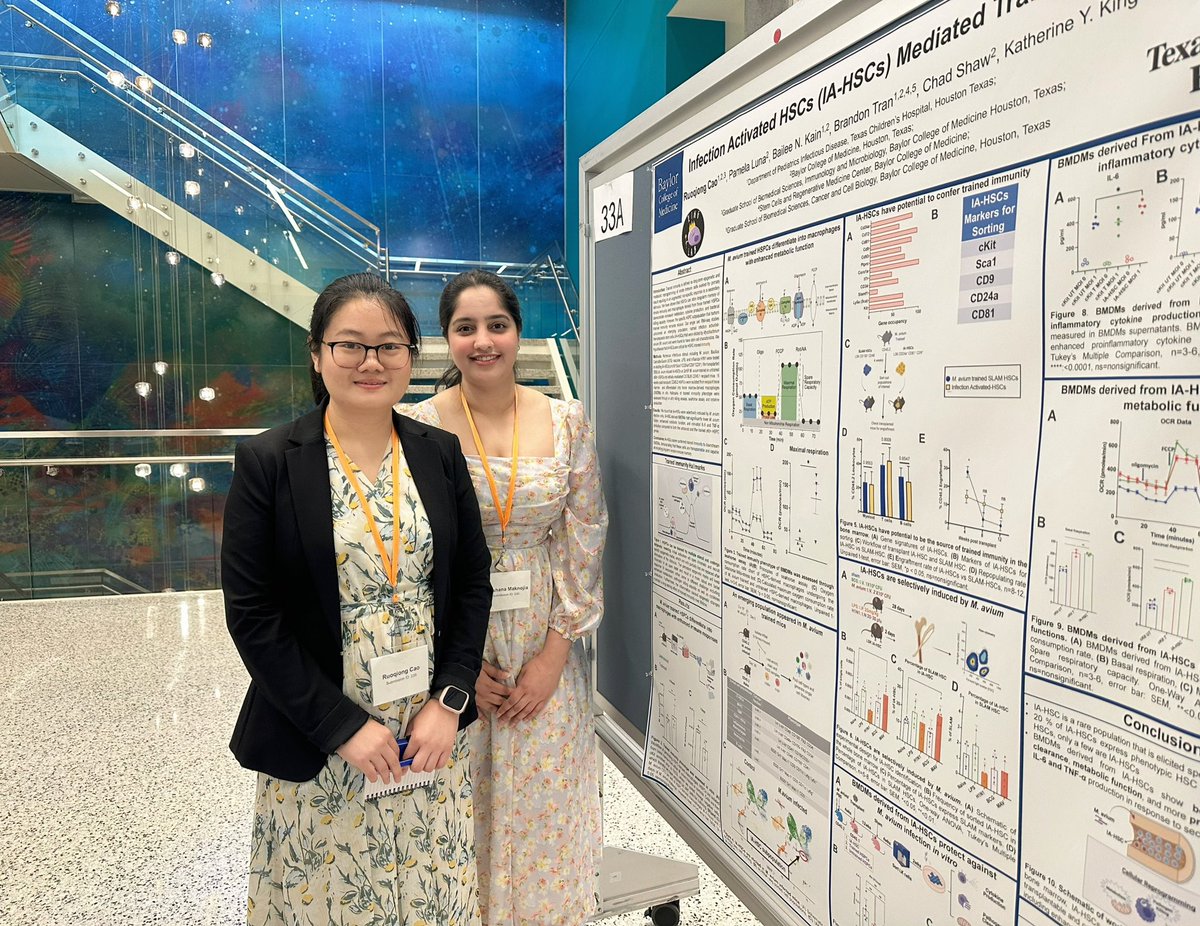 Arushana Maknojia and Ruoqiong Cao representing the lab at the National Graduate Research Forum today at UTMB! 👏🏼👏🏼👏🏼
