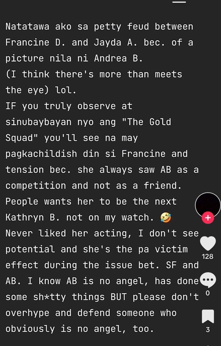 aNcY0723's tweet photo. nakita ko lang to sa tiktok napaisip din naman ako oo nga no. life is to unfair for them especially to andrea ang dali niyo agad husgahan siya na batang isip. Gusto niyo iangat lagi si f. Will in my owm  onservation and opinion mas matured si b than f kasi noong issue di+ https://t.co/9tFLr6X47P