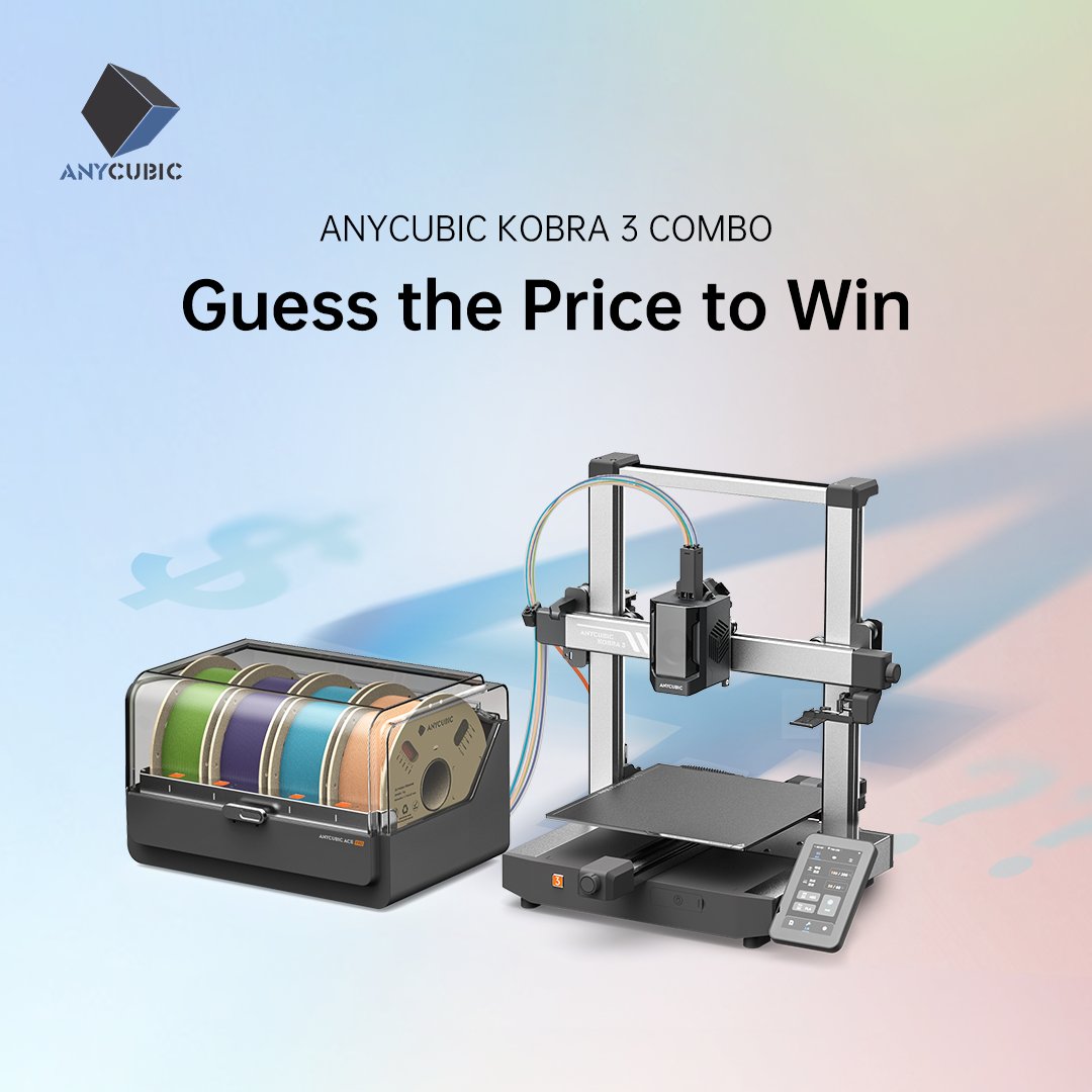 🌟 Predict the Anycubic Kobra 3 Combo price & win! 
Guess the cost of our new vibrant multi-color 3D printer for a chance at 2KG of Anycubic Resin or PLA!
Follow & RT.
Comment with #AnycubicKobra3Combo
Winner chosen from correct guesses. 
Price reveal: April 22, 2024. Act fast!