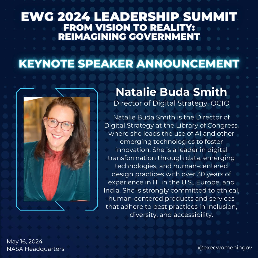 ExecWomeninGov's tweet photo. AI in your office? Join our  Leadership Summit &amp; learn from people like our keynote speaker, Natalie how to thrive and lead in this new era. Network, gain skills &amp; make a lasting impact! Register now at https://t.co/b8hbLRH6xW

#HarvardKennedy #BlueCross #Guidepost #FedChoice https://t.co/s9Su8kUqki