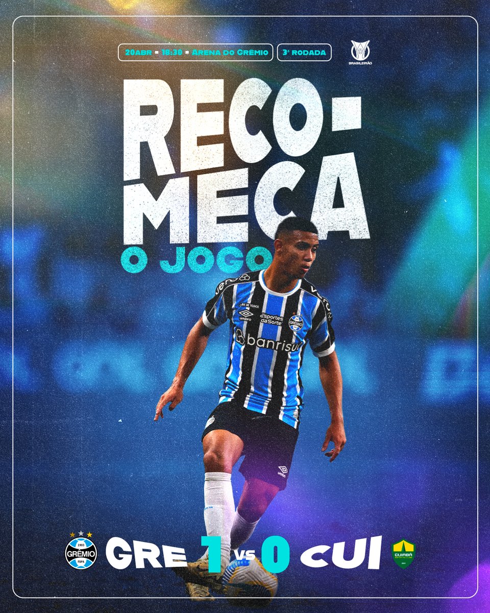 Recomeça o jogo! VAMOS, TRICOLOR! #Grêmio 1x0 Cuiabá 🇪🇪 #GRExCUI #Brasileirão2024