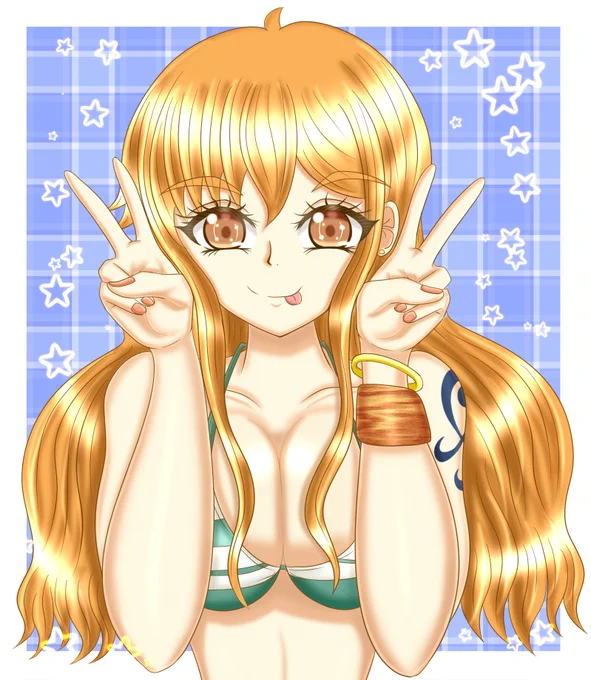 おはようございます今日は過去絵ナミさんのプチリメイクで失礼しますいつもはハートやキラキラを付け足す事でリメイクとしてたんですが、逆にエフェクト減らすパターンです(*'ω'*)最近は色々試して自分のベストを探りたいと思っています(*'▽`*) 