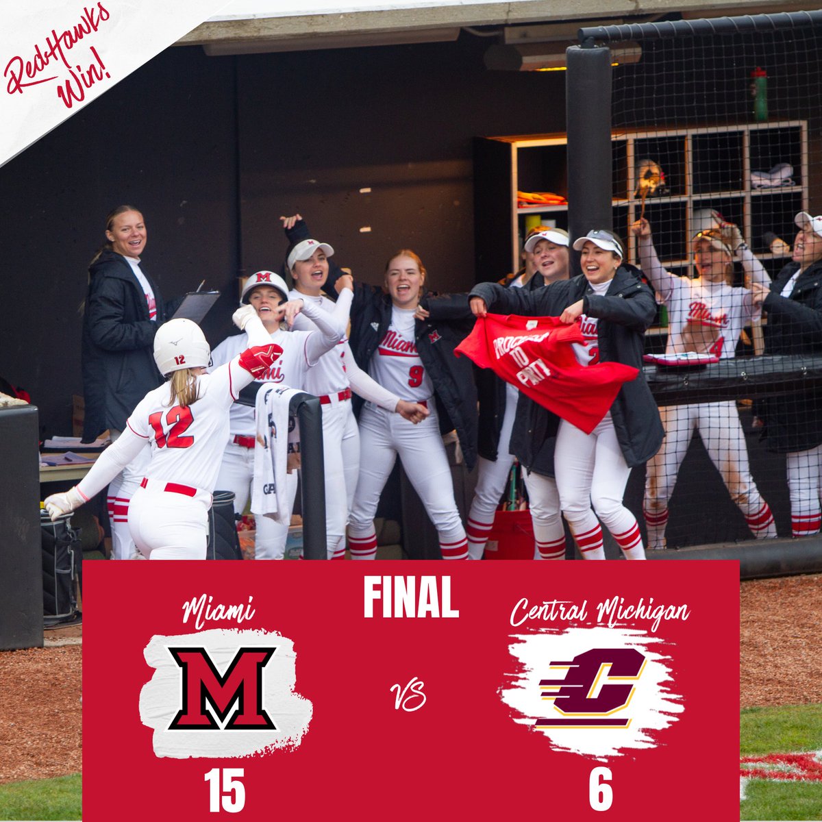 Let’s go RedHawks, another win to end the day!

#RiseUpRedHawks
🔴The RedHawks hit 7 extra-base hits, 4 of which were homers to total 11 homers on the day.
🔴Bewick hit 2 homers and went 2-for-3 at the plate, securing 5 RBI.
🔴6 different RedHawks had 2 hits.