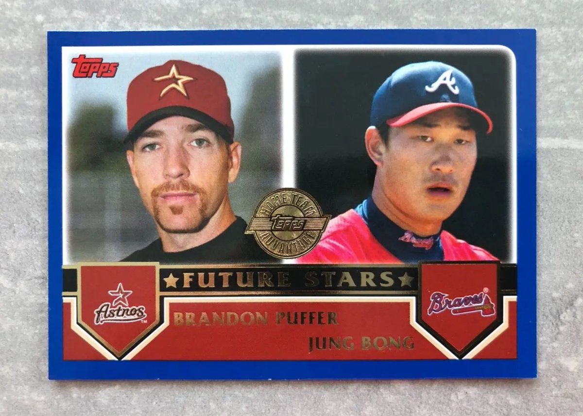 In 2003, Topps “accidentally” made a card that would go down in collecting history as fan-favorite. Pitchers Brandon Puffer & Jung Bong (who notably are on different teams) were paired on a “Future Stars” rookie card. At first glance, it’s easy to miss why this card has held a