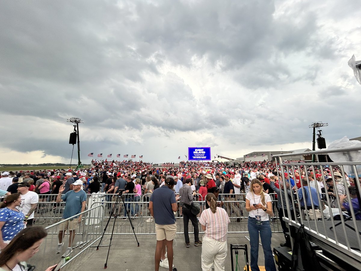 Breaking: Donald Trump just called in to the rally in Wilmington, NC saying people need to go home because of severe weather.