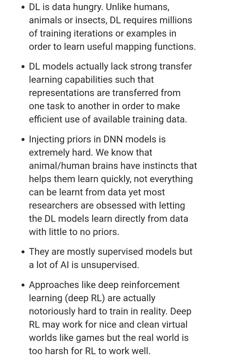 I wrote this 6 yrs ago on Quora, if you think I only started saying deep learning is flawed yesterday then you have no idea what my views are &amp; what I am working on to go up against this flawed paradigm in artificial intelligence.