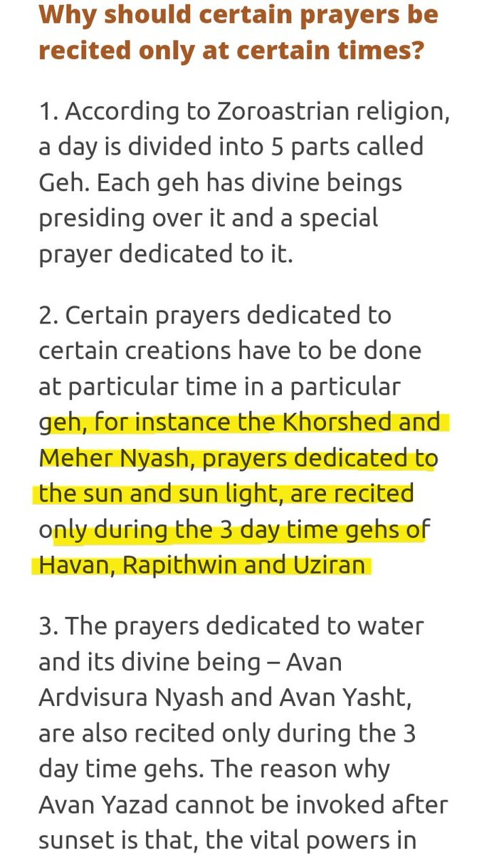 @Mithridaticus @Ostokhoni @sacred_general @BehdinEran This is again from his own site where he explains what a Faryagat Bandhagi in essence is, listing Khorshed & Mehr Yasht as the MOST IMPORTANT of the littanies to performed before the Kusti.

Alongside Sarosh Baj & the appropriate Gāhs