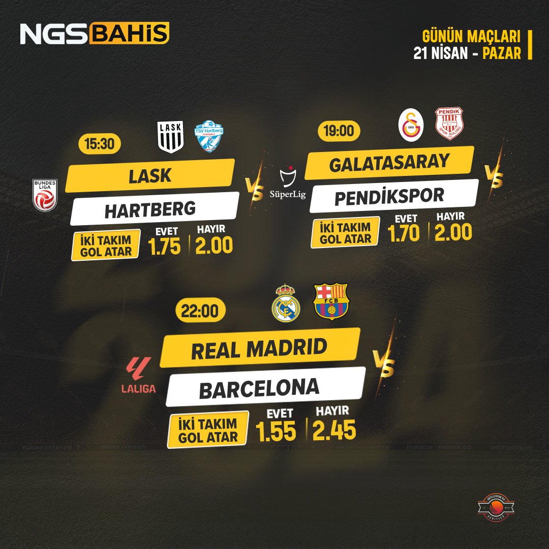 Günün Maçları😎       

NGSBahis Güncel Giriş Adresi🔗t2m.io/NGTW

Tek maça 100 Bin₺ oynama imkanı😎

#ngsbahis #güncelgiriş #promotion #süperlig #bundesliga #laliga