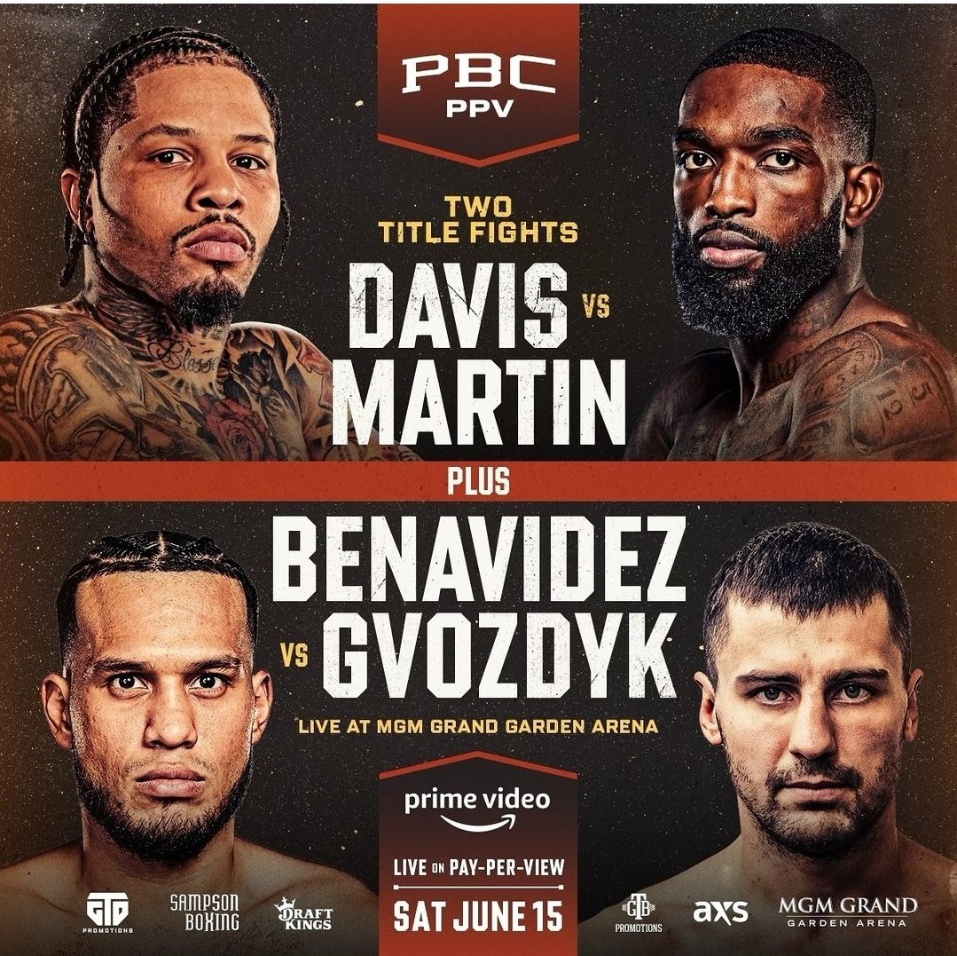 It's Official June 15 #DavisMartin & #BenavidezGvozdyk 🔥
@gervontaa returns to face @frankmartin.2016 in Las Vegas @mgmgrand and @benavidez300 moves up in weight to face @alex_gvozdyk in Co-Main Event.
Live on Prime PPV🥊
Who wins, Davis or Martin?