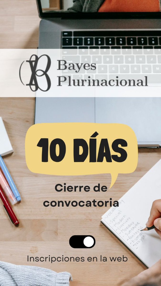 GALandfried's tweet photo. Últimos 10 días para proponer talleres y charlas en Bayes Plurinacional: creencias óptimas dada la información disponible, acuerdos intersubjetivos en contextos de incertidumbre. Bayes es Plural. https://t.co/l7PrlvQipw. Busquen ahí el formulario. Agosto 6-8, Salta, Argentina. https://t.co/Wrgoglra76