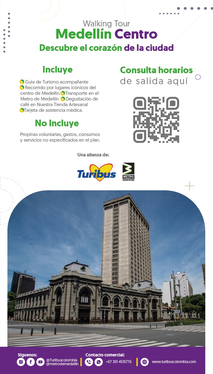 metrodemedellin's tweet photo. El Centro de Medellín tiene lugares icónicos 🏙️ que cuentan grandes historias.
Acércate a nuestro punto de #MetroGo en la estación Poblado y pregunta por los planes que tenemos para ti en alianza con Turibus. 🚍 😎 https://t.co/4rUisi46U7