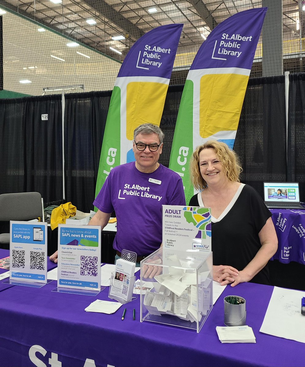 Drop by and say hello at the St. Albert Lifestyle Expo at Servus Place this weekend! Get or renew a library card on the spot! Pick up some library swag! #stalbert #stalbertexpo