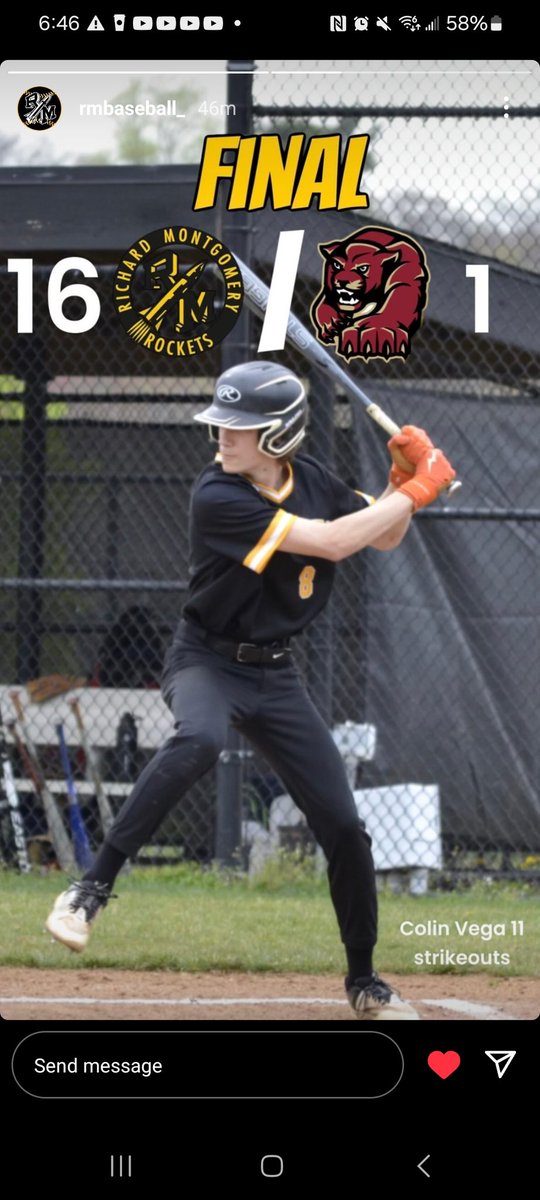 Rick Vega (@rickbvega) on Twitter photo Good start today with 5 IP, 1 ER, 11 K and 0 BB. <a href="/Coach_Gottlieb/">Coach Gottlieb</a> <a href="/RocketsSportsRM/">Richard Montgomery Athletics</a> <a href="/Rocket__Nation/">#RocketNation ๐๐ค๐๐</a> Good start today with 5 IP, 1 ER, 11 K and 0 BB. <a href="/Coach_Gottlieb/">Coach Gottlieb</a> <a href="/RocketsSportsRM/">Richard Montgomery Athletics</a> <a href="/Rocket__Nation/">#RocketNation ๐๐ค๐๐</a>