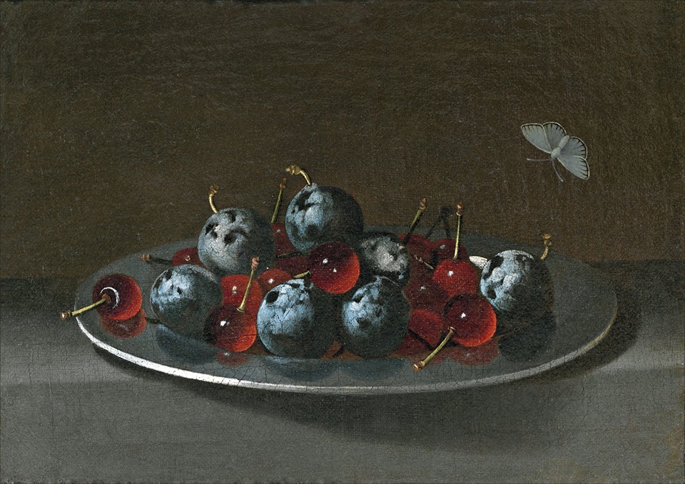Juan van der Hamen. 'A dish of cherries and plums.'