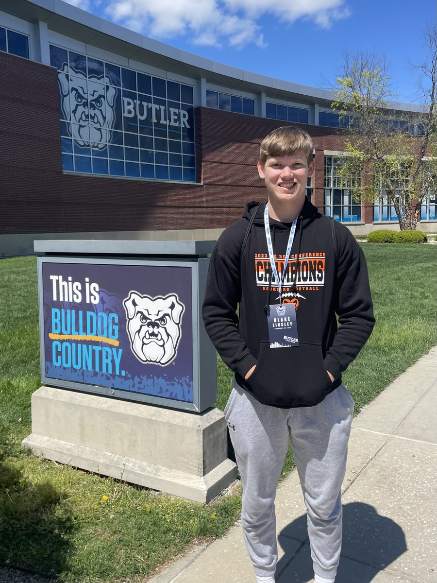 I had a great visit today @ButlerUFootball spring practice! Thank you @CoachChase_BU for the invite. I look forward to seeing you again at the Academic Mega Camp this summer! @RockfordRamsFB @Coach_ABarr @amcpheefb @ButlerAthletics @CoachU_BU @CraigMcPhee15