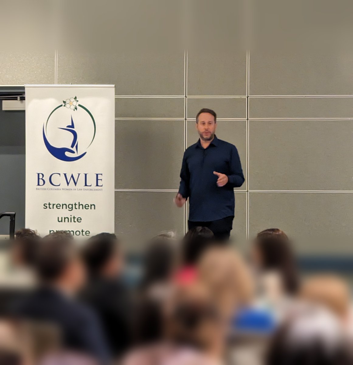 BCWLECanada's tweet photo. We welcomed Jason Quehl from @Axon_Canada to the #BCWLE Conference yesterday.
He gave a short presentation on new roll-outs including #My90 and #AxonAid.
We look forward to our continued partnership.
#WeServeWeProtectWeLead #StrongerTogether #WomenLeading https://t.co/QQbIkLkCiG