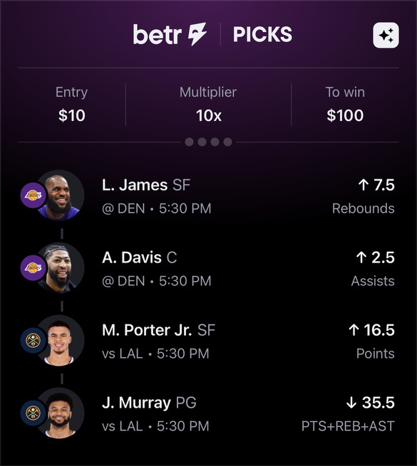 @OddsJam Betr $10 'Insured' NBA play 🎯

If we lose, we get our $$$$ back. Doesn't get much more 'free' than that... I say it all the time but more books = more promos = more easy value = more profit, explained further in this strategy article: oddsjam.com/betting-educat… 

Betr works just