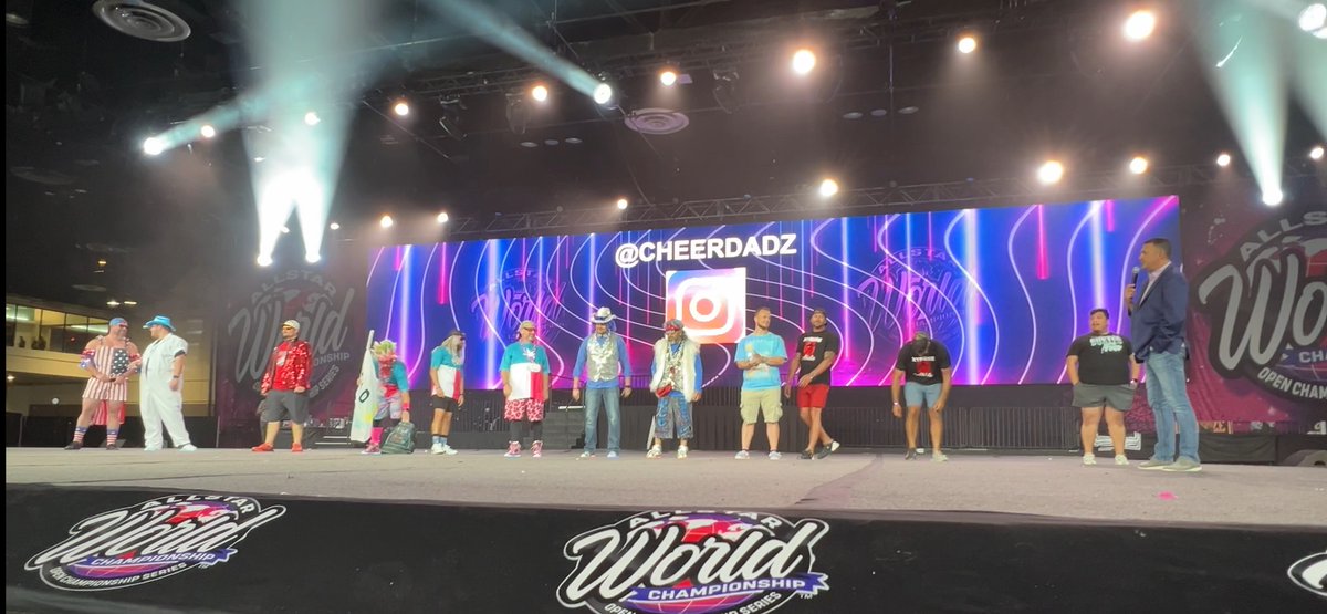 CheerCast's tweet photo. Cheer Dad Dance Off - 12 dads took on the challenge! #ASWC24 https://t.co/jKsD23o2Qo