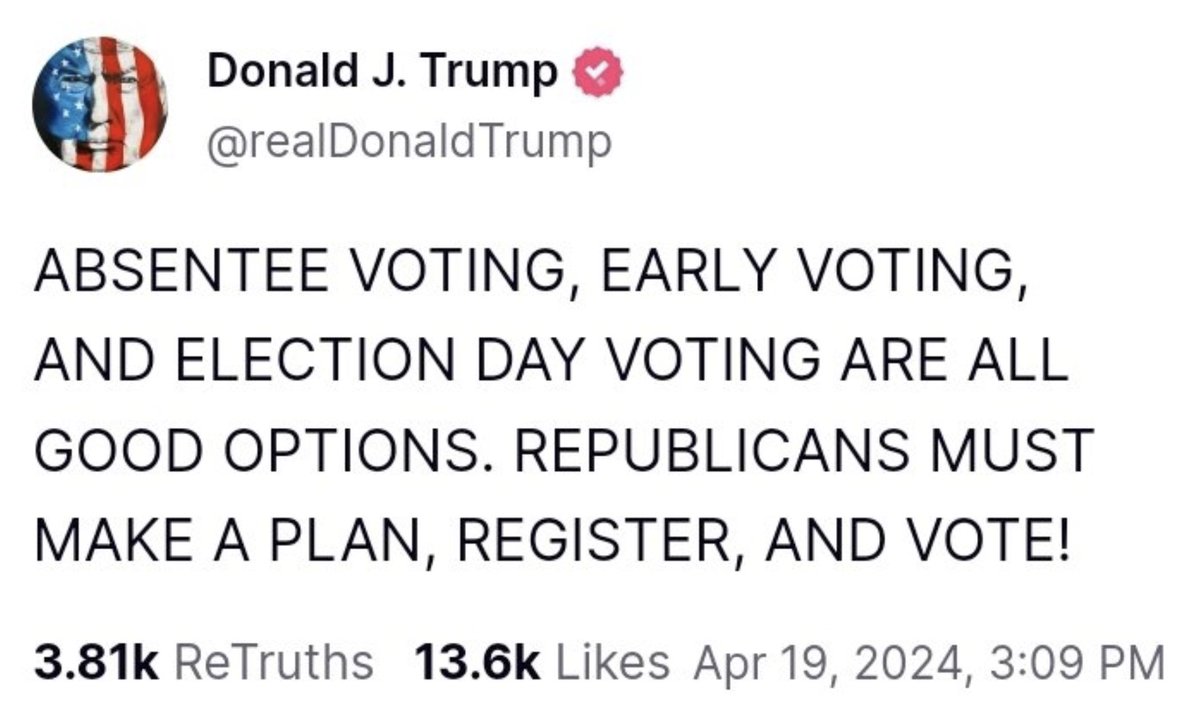 OK wait, so now Trump is magically OK with mail in voting? What a FuQQing hypocrite. So when he loses AGAIN, he'll try to blame it on, wait for it.... mail in voting... EVEN THOUGH HE ADVISED IT! Really MAGA cult members, when are you gonna open your FuQQing brains?!?!?