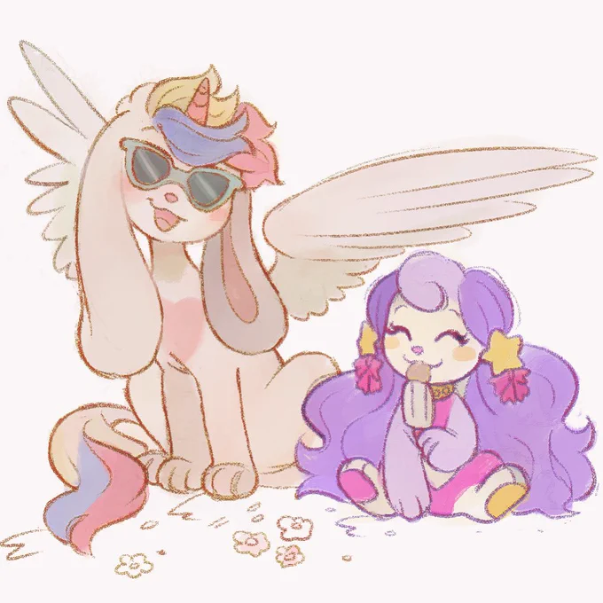 unfinished doodle of summertime dove and dollie  
