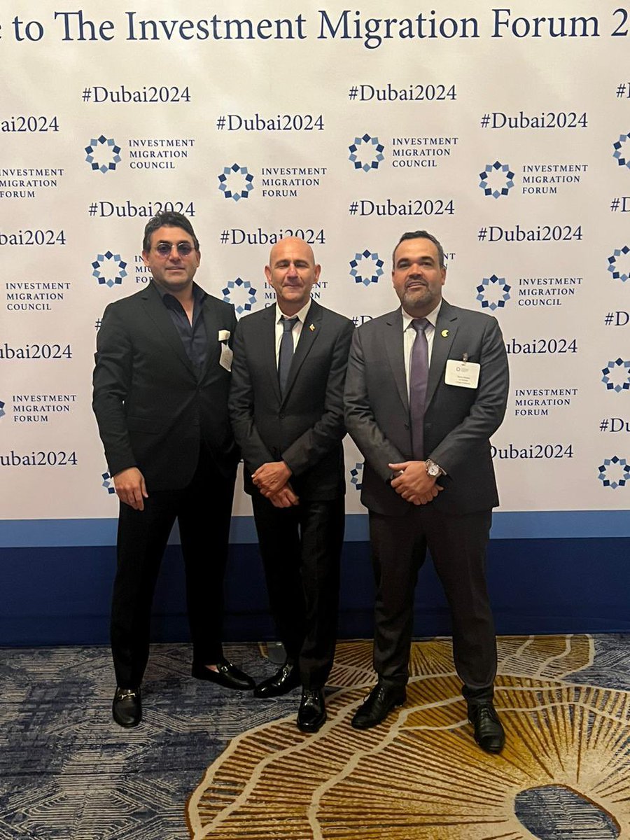 ec_holdings's tweet photo. Our Chairman @kevinhosam at @IMCouncil Investment Migration Forum  2024 in Dubai, UAE with Mr Jeff Hadeed, Chairman of the Citizenship-by-Investment Unit of Antigua &amp; Barbuda and Mr Sekip Hardal, immigration attorney from Turkey.

#IMC #Dubai2024 #RCBI #CBI #RBI #ECHoldings https://t.co/ihJXXvFo8k