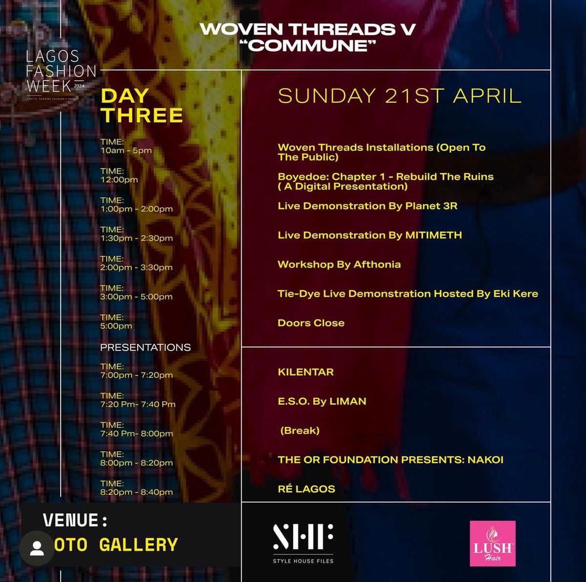 MitiMeth will be hosting live demonstration workshops at Woven Threads V by @LFW_NG on April 20 and 21. Stop by to see how community, waste reduction and transformation all come together in weaves at the @mitimeth_ Commune. #mitimethmade #lagosfashionweek #woventhreads #commune