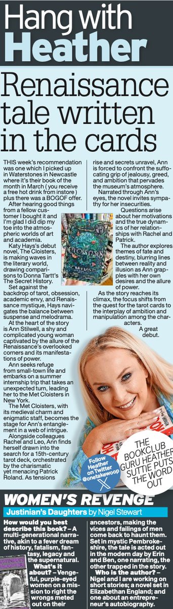 Good morning. This week's book column in Scotland's biggest selling paper @Sunday_Mail features book recommendations by @heykatyhays @menigestew