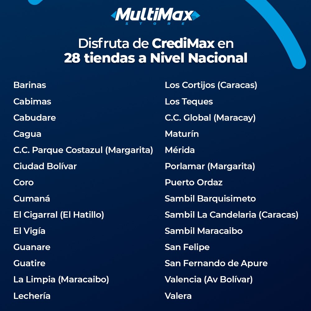 Multimax_Store's tweet image. ¡VOLVIÓ #CREDIMAX! 💙

Cliente #PriorityMax, llegó el momento de disfrutar de una nueva jornada de CrediMax, en esta oportunidad será válida en 2️⃣8️⃣ tiendas a nivel nacional 😉 

👉 Recuerda, para poder disfrutar de este beneficio nuevamente, debes pagar la totalidad de tus