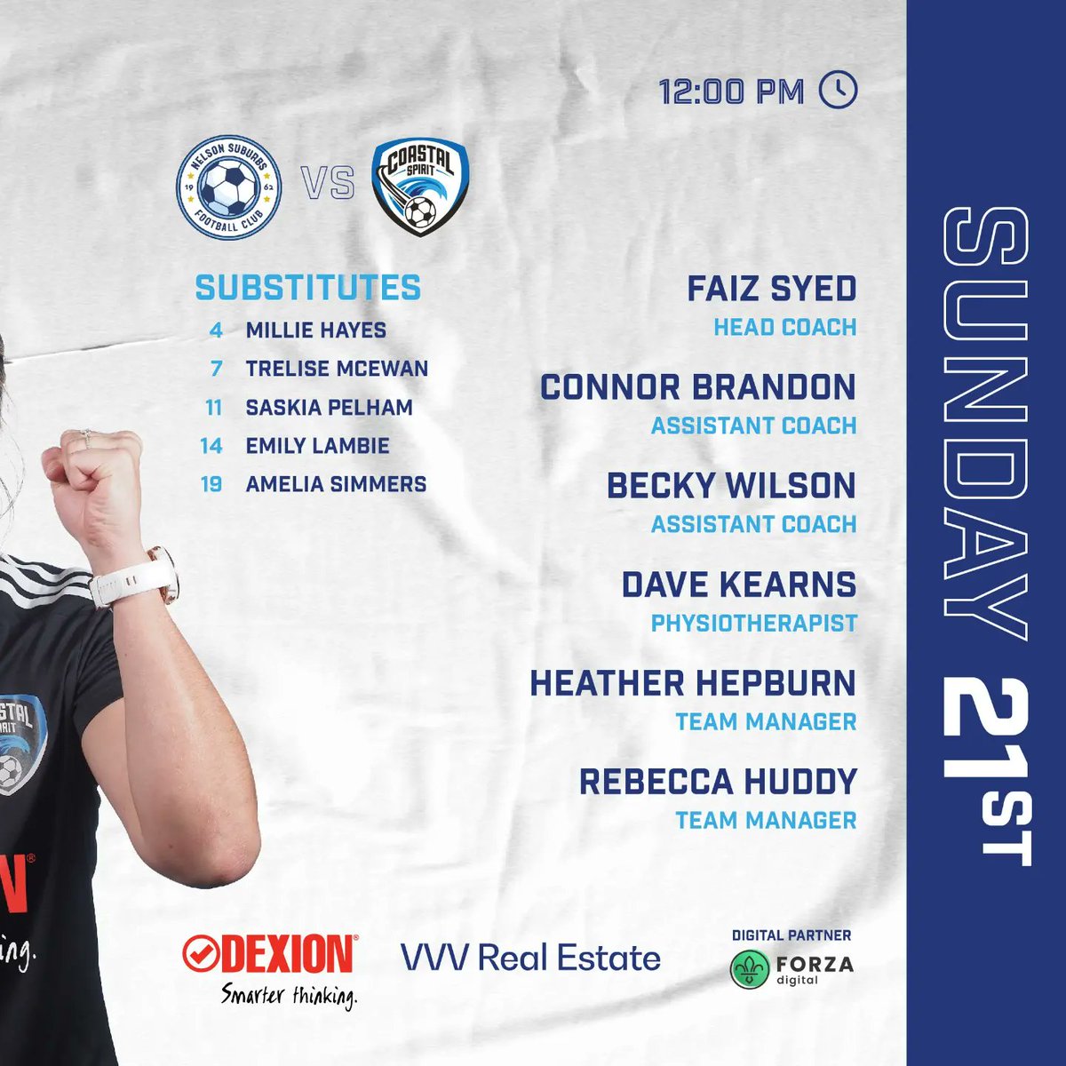 STARTING XI

Here is our starting line up for today's game vs Nelson Suburbs - Round 3 - Women's Qualifying South Island League 

📅 Sundat 21st April 
🏟 English Park
🕐 12 PM