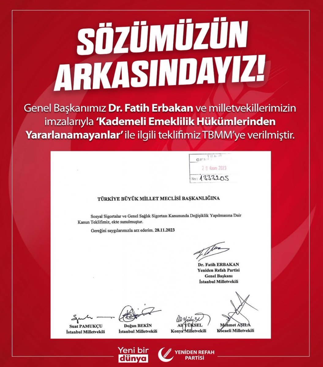 Geçmiş günlerde 'Kademeli Emeklilik'için vermiş olduğumuz kanun teklifi Akparti ve MHP oyları ile red edilmiştir.. #Emadder #KademeliEmeklilik