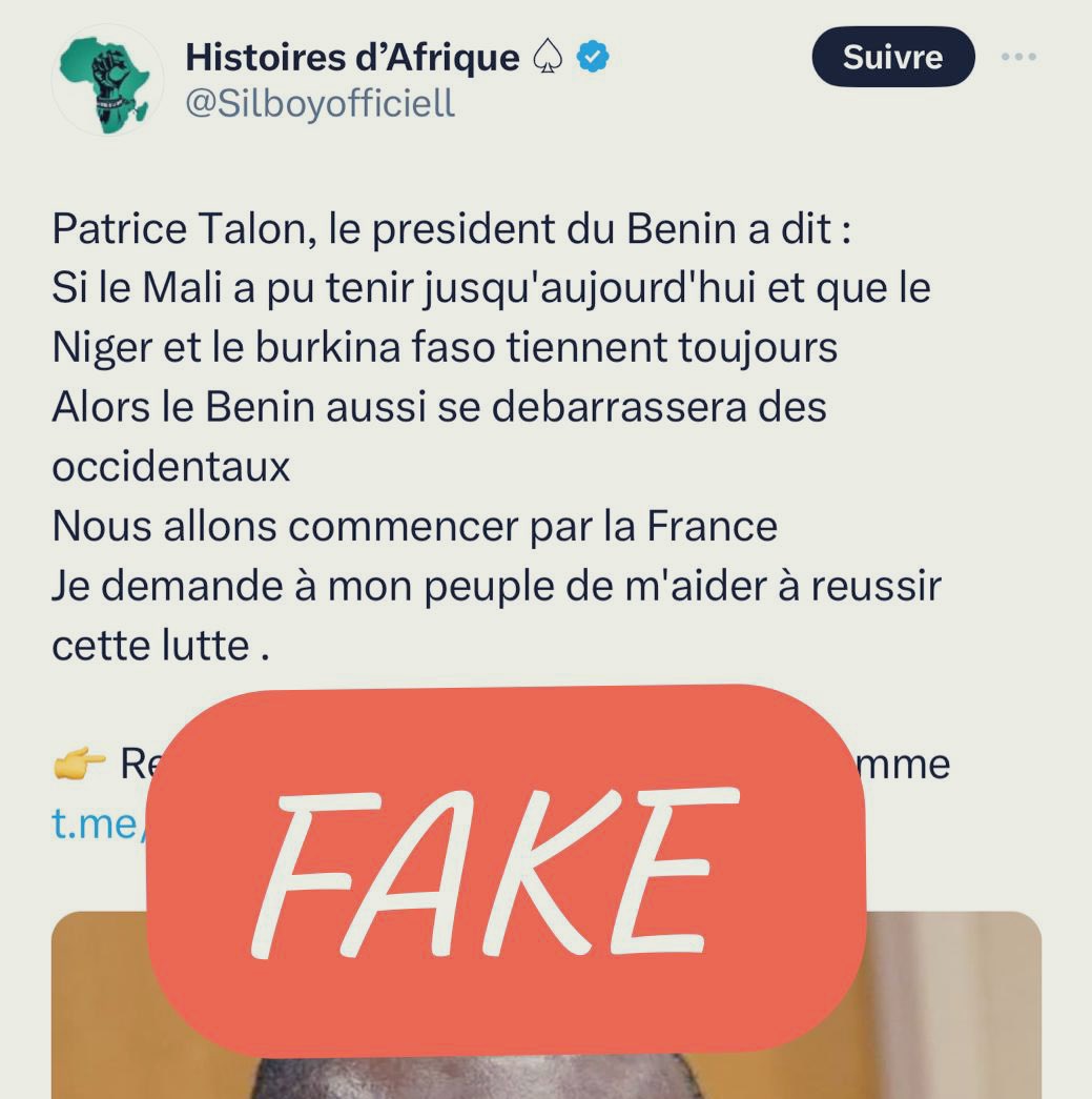 🚨#FakeNews #Infox #Bénin