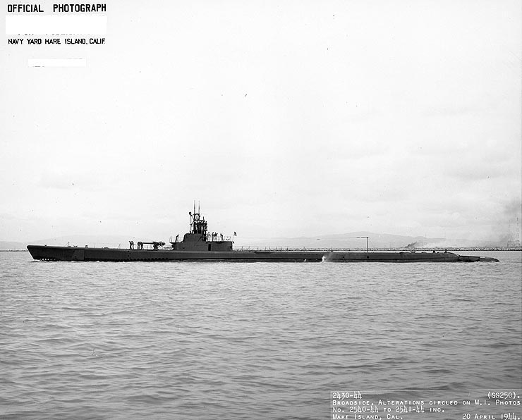 USS Flier at Mare Island Naval Shipyard, Vallejo, California, United States, 20 Apr 1944