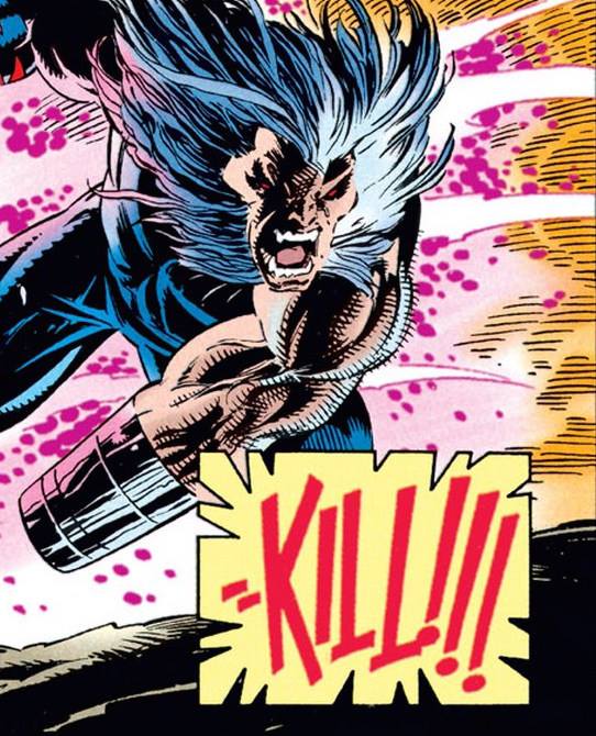 --KILL! My hand lettering over Adam Kubert and Dan Green's art from Weapon X #2.