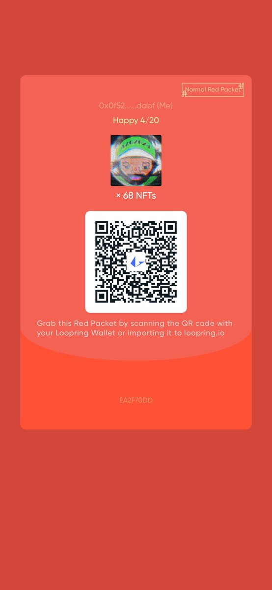 theobewhoturnz's tweet image. Wouldn’t be 4/20 without a giveaway from Jimi! Scan the red packet below! 💨💨💨 #420day #onLoopring