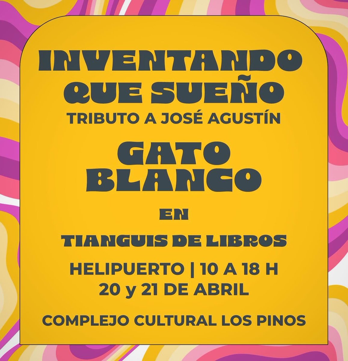 También hoy estamos participando en el tianguis de libros ‘Inventando sueños’ (tributo a José Agustín) en @CC_LosPinos. #ColecciónUndertango #ColecciónOndaNueva