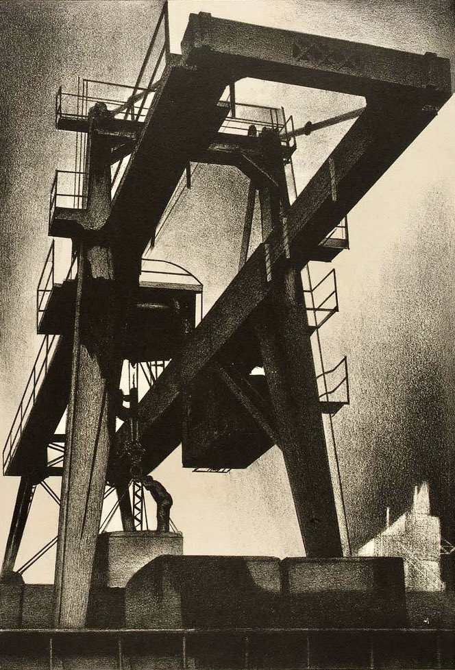 Crane (Lithograph) by Louis Lozowick (1892 – 1973) #Art #IndustrialArt