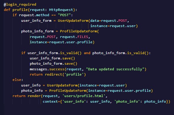 SteveCode36's tweet image. Django is cool with decorators👇👇👇
#Django #Python #programming ...this view edits personal info...No one will access it unless authenticated(valid creds)