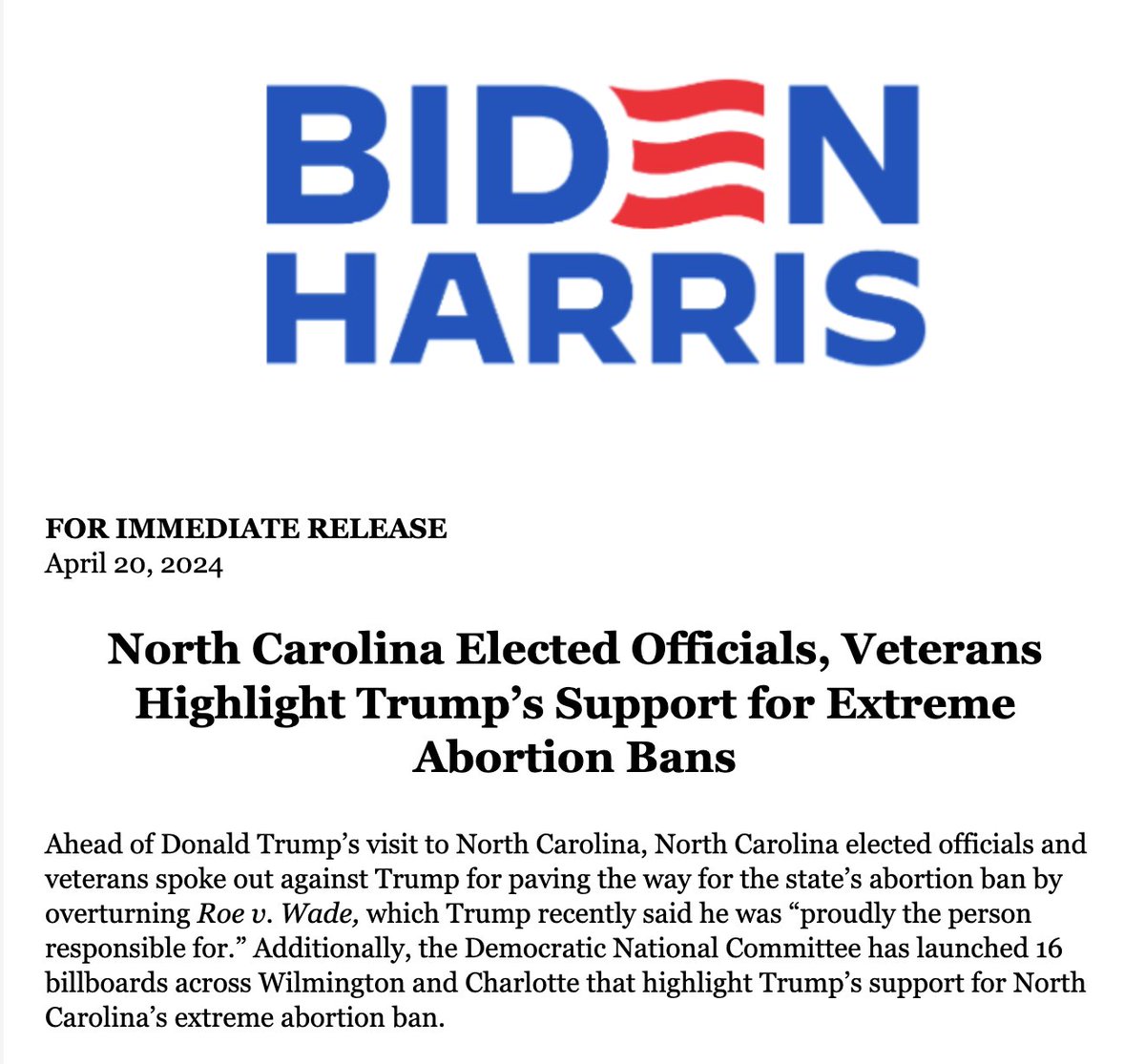 ➡️ Before he cancelled his rally in Wilmington - North Carolina veterans and elected officials slammed Trump for his extreme attacks against reproductive freedom.