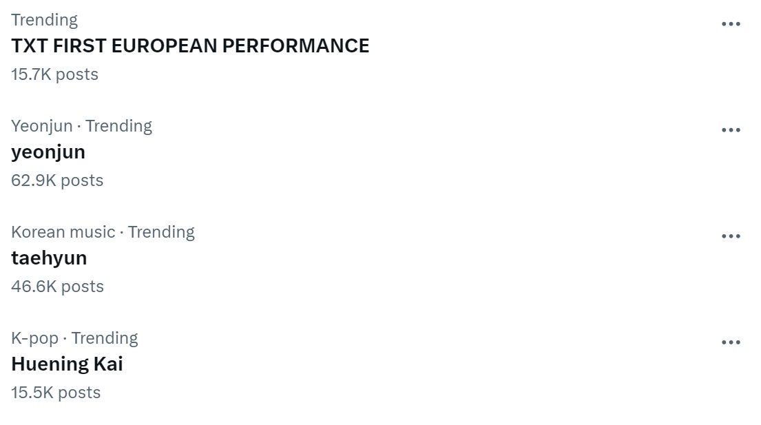 🇧🇪 Belgium Trends | 240421 'TXT FIRST EUROPEAN PERFORMANCE' together with #YEONJUN, #TAEHYUN, and #HUENINGKAI are currently trending in Belgium for Music Bank Antwerp! #TOMORROW_X_TOGETHER @TXT_members @TXT_bighit