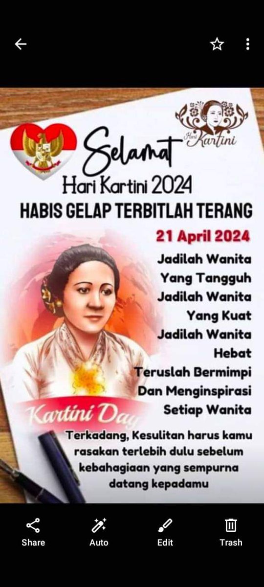 Segelap apapun keadaan pasti masih ada secerah sinar yg akan menuntun kita pada cahaya yg terang... Selamat Hari Kartini 2024 3000T #HariKartini #LestarikanBudaya